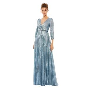 Mac Duggal 5509 Slate Blue Sequins 3/4 Sleeve Gown Size 10 $598